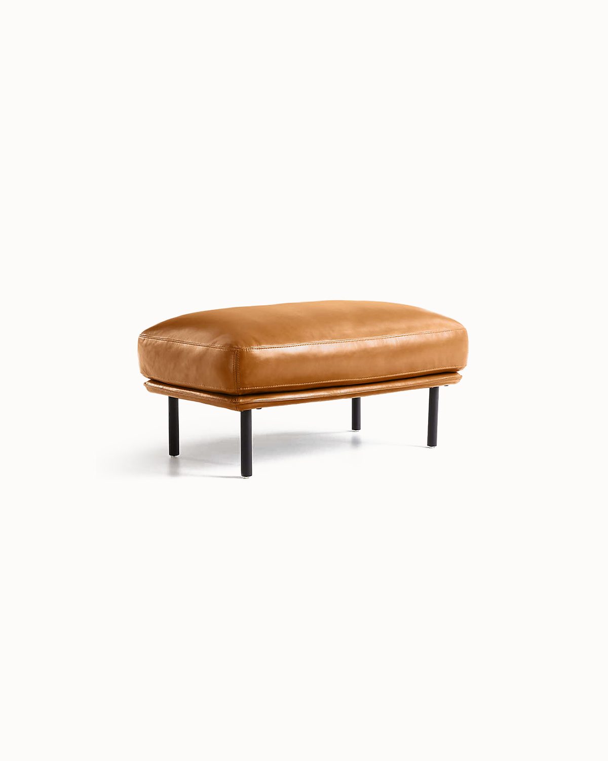 Wells Leather Ottoman - Imagen 2